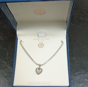 Lumineux Sterling Silver CZ‎ Heart Necklace